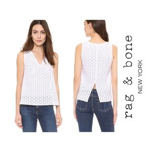 Rag & Bone white eyelet Drape V neck Top S